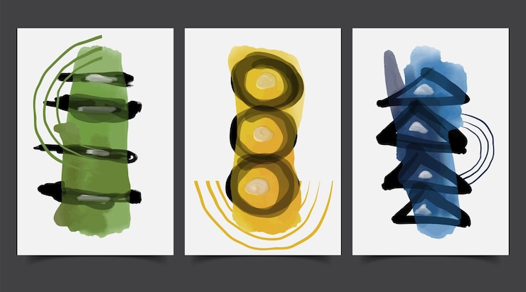 Vector set of creative minimalist hand painted illustrations for wall decoration