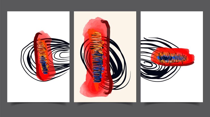 Vector set of creative minimalist hand painted illustrations for wall decoration