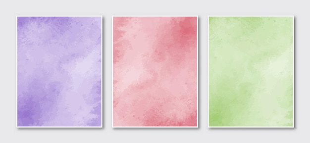 Set of creative minimalist hand painted Wedding invitation cards with abstract watercolor  