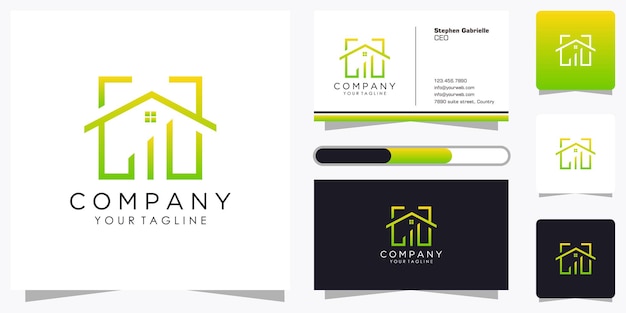 Vector set of creative modern house style and business card design