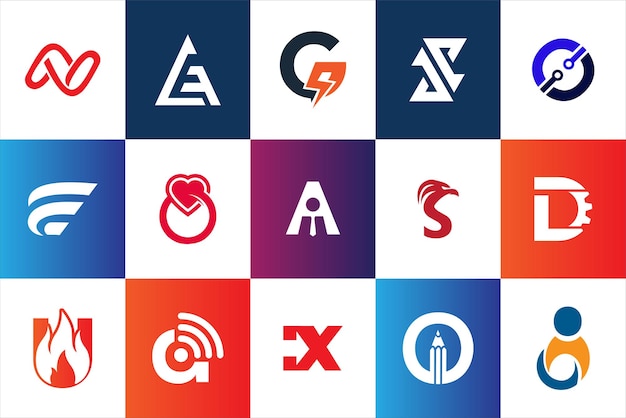 Set of creative modern minimal logo design template company business website social media usage