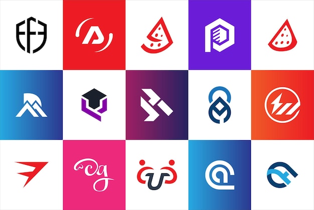 Set of creative modern minimal logo design template company business website social media usage