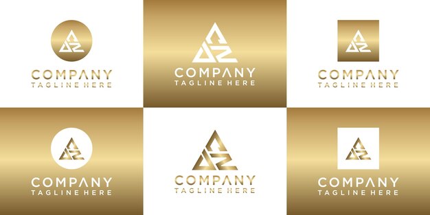 Set of creative  monogram gold logo design