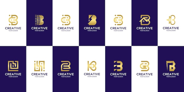 Set di modello di logo della lettera iniziale b del monogramma creativo