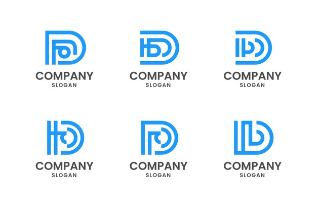 Set of creative monogram initial letter d logo design template