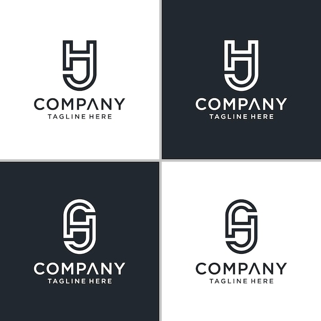 Set of creative monogram initial letter hj logo template