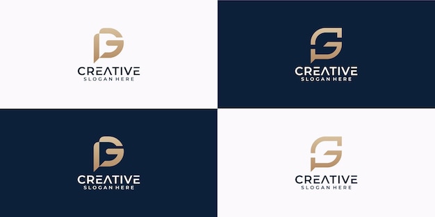 Set of creative monogram initial letter pg logo template