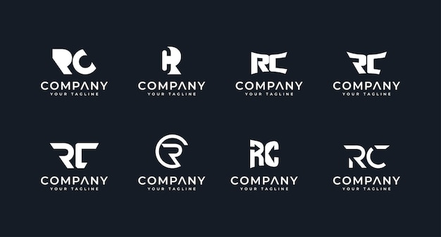 Set of creative monogram initial letter rc logo template premium vector