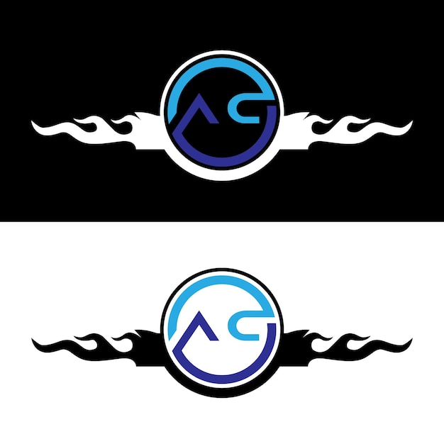 Set di design creativo del logo della lettera del monogramma ac vettore premium