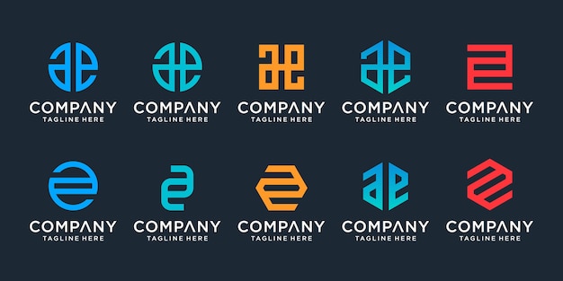 Set of creative monogram letter ae logo template. the logo can be used for building company.