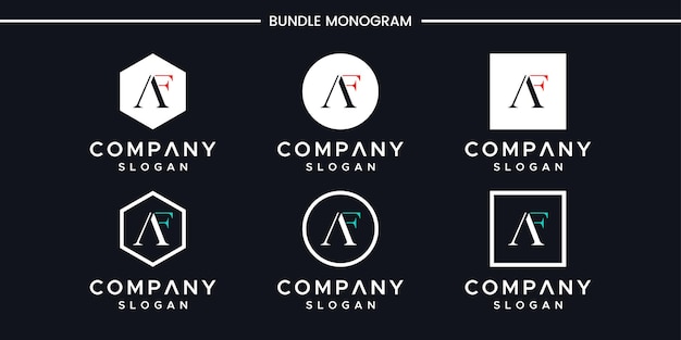 Set of creative monogram letter af logo design