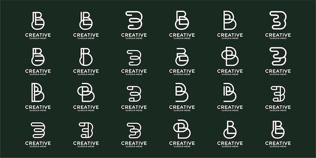 Vector set of creative monogram letter b logo design