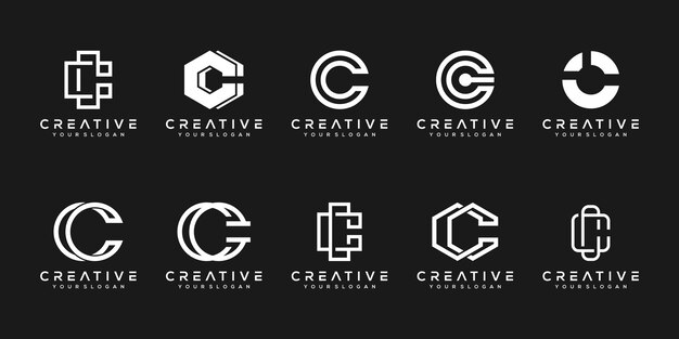 Premium Vector | Set of creative monogram letter c logo design ...