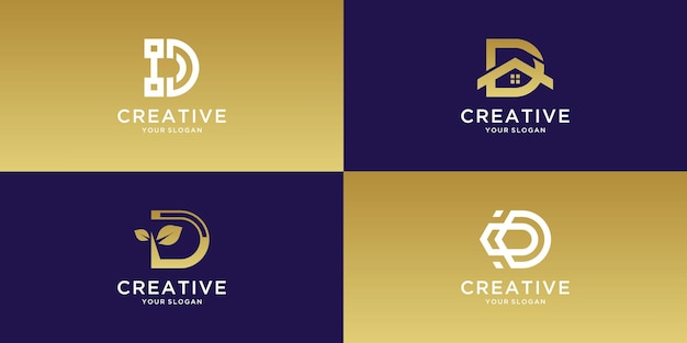 Vector set of creative monogram letter d logo design