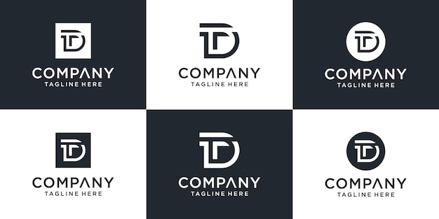 Set of creative monogram letter dt logo design inspiration