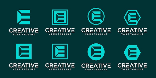 Набор творческих вензелей буква e дизайн логотипа