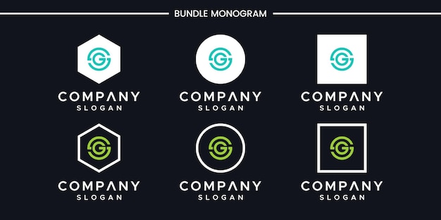 Set of creative monogram letter g logo design