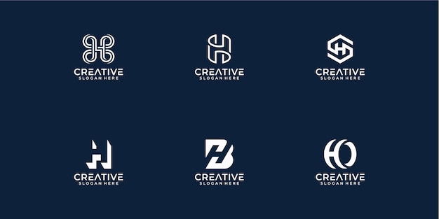 創造的なモノグラム文字Hロゴデザインテンプレートのセット