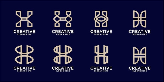 Set of creative monogram letter h logo template