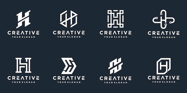 Set of creative monogram letter h logos