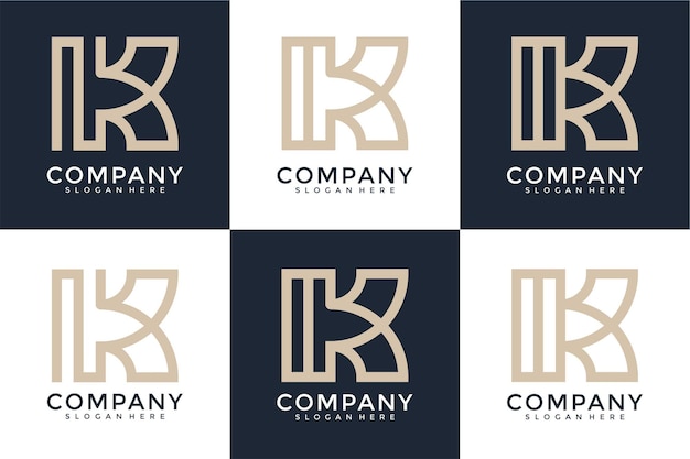 크리에이 티브 모노그램 문자 k 로고 템플릿 세트