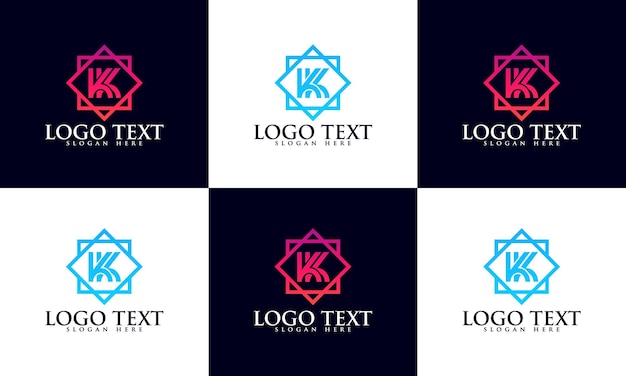 Set of creative monogram letter k logos,
