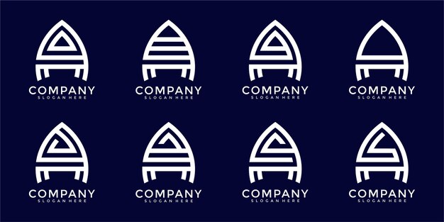 Set of creative monogram letter a logo design template