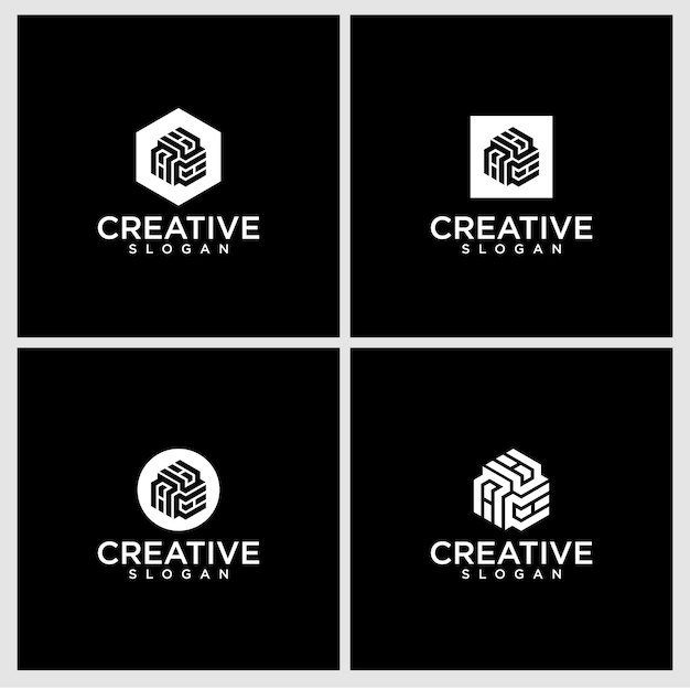 Vector set of creative monogram letter a logo design