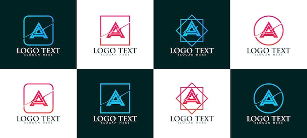 Set of creative monogram letter a logos, letter a logo vector design