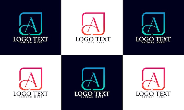 Set of creative monogram letter a logos, letter a logo vector design