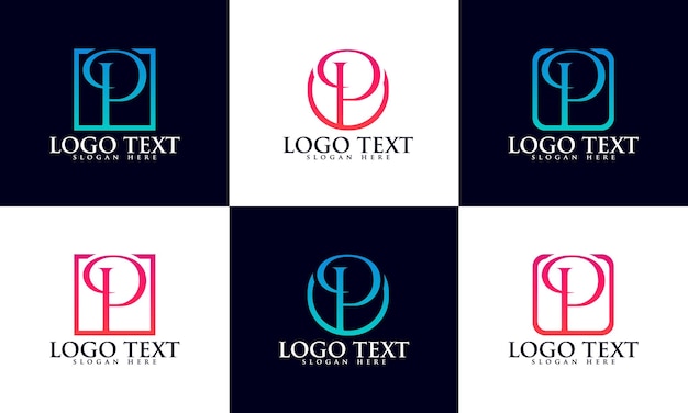 Set of creative monogram letter p logo design