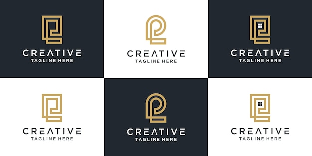 Set of creative monogram letter pl logo abstract design inspiration