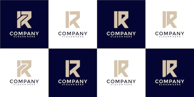 Set of creative monogram letter r logo design inspiration