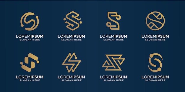 Set of creative monogram letter s gold. logo template.icons for business,luxury,technology,inspiration