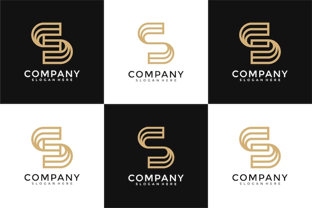 set of creative monogram letter s logo design template