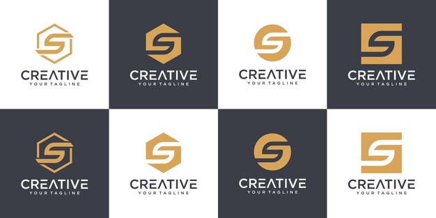 Set of creative monogram letter s logo design