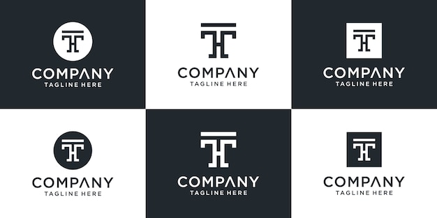 Set of creative monogram letter th logo design inspiration