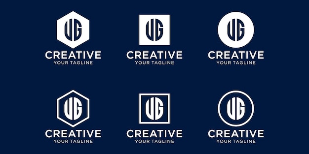 Set of creative monogram letter ug logo design