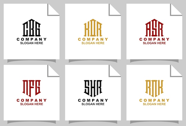 Set of creative monogram logo design template