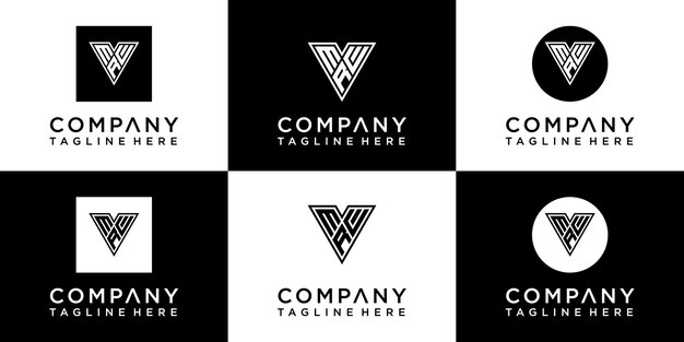 set of creative monogram logo design