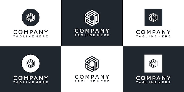 Set of creative monogram logo