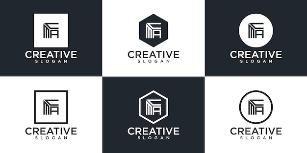 Набор креативного логотипа с монограммой