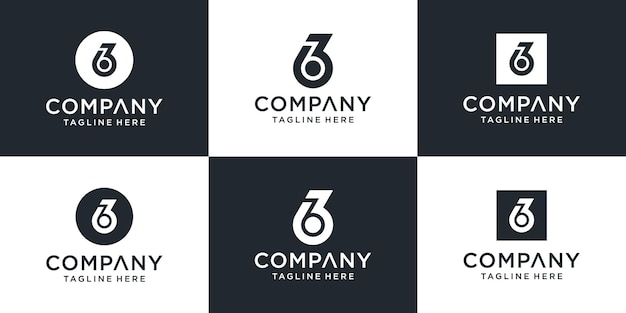 Set of creative monogram number 63 logo design inspiration