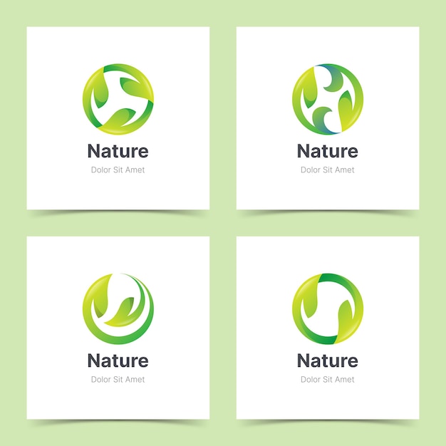 Set of creative nature leaf logo gradient