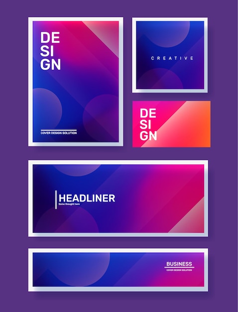 set of creative pink and purple abstract different illustration in frame with bokeh template