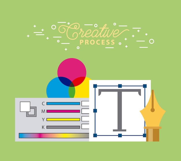 Vector set creative process graphic desing tools