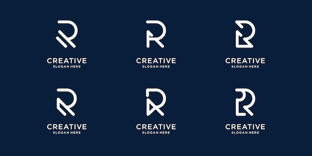 Set of creative r logo minimalist design. abstract concept initial r logo for your business company.