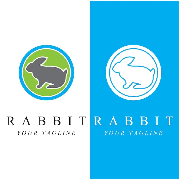 Set of creative rabbit with slogan template icon image