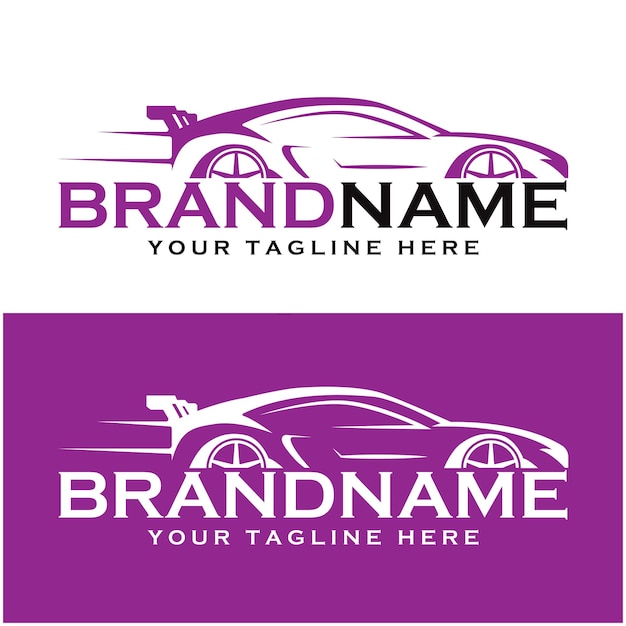 Set of creative racing car logo with slogan template