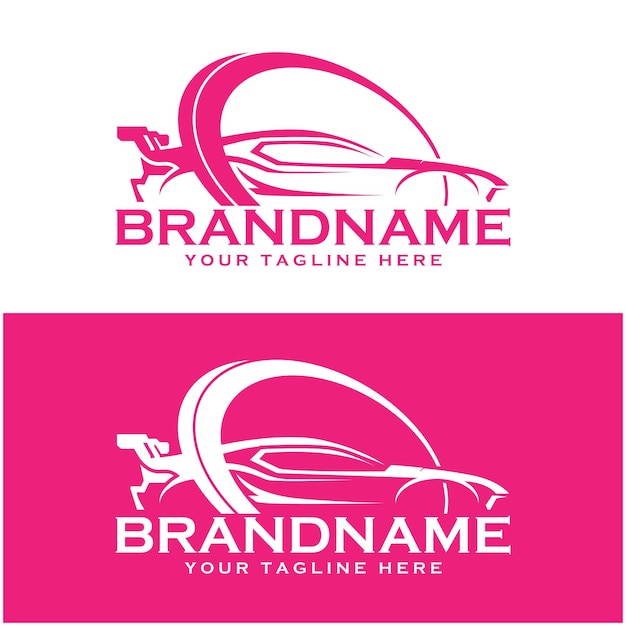 Set of creative racing car logo with slogan template